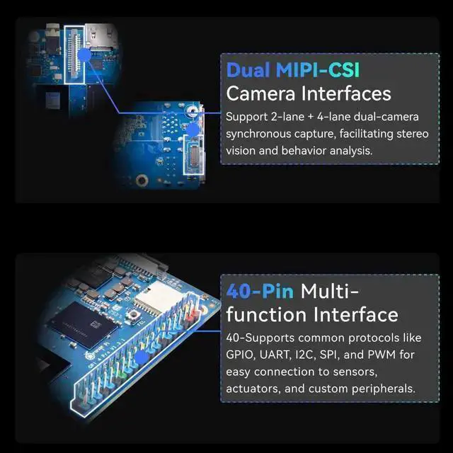 Alt view image 5 of 7 - IoT Board WISDUM Orange Pi 4 Pro 4GB/6GB/8GB/12GB LPDDR5 Allwinner A733 8-Core Single Board Computer with 3 Tops NPU, WiFi 6/Bluetooth 5.4,Development Board with eMMC Socket Run Ubuntu/Debian/Android