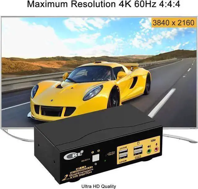 Alt view image 6 of 7 - KVM Switch HDMI WISDUM CKL 2 Port KVM Switch Dual Monitor DisplayPort 4K 60Hz, 2 Computers x 2 Monitors KVM Switch with Audio and USB 2.0 HUBS DP 1.2 622DP