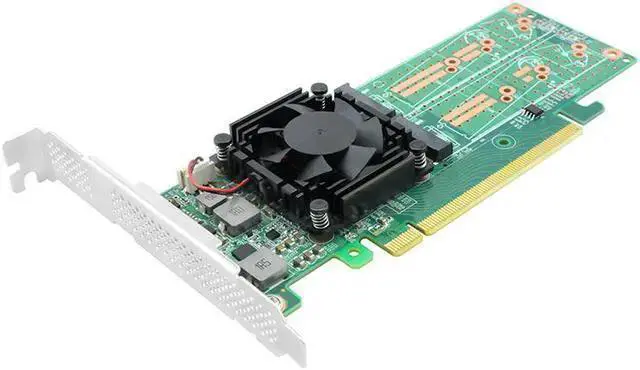 Alt view image 4 of 6 - RAID Controller WISDUM PCIe 3.0 x16 to 4 Port M.2 NVMe SSD Swtich Adapter Card