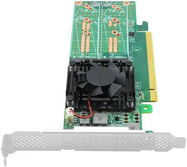 Alt view image 3 of 6 - RAID Controller WISDUM PCIe 3.0 x16 to 4 Port M.2 NVMe SSD Swtich Adapter Card