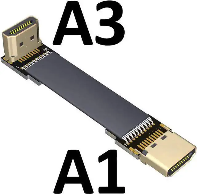 Alt view image 2 of 3 - Gadget WISDUM ADT-LINK Flat Slim Angled Standard HDMI 2.0 Male/Female to HDMI 2.0 Male/Female 20 pin FFC FPC Flat Ribbon Elbow Cable 2K/144hz 4K/60Hz for HDTV AV Aerial Photography A1 (25cm,A1-A3)