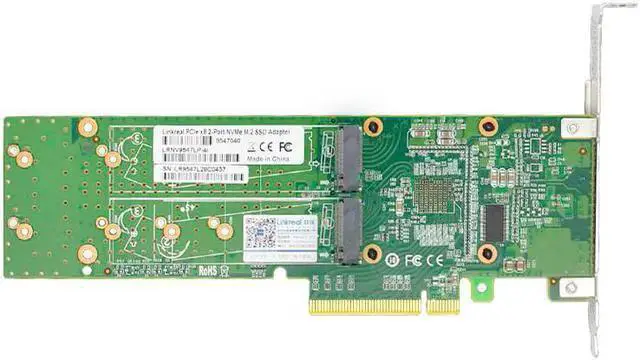 Alt view image 2 of 4 - RAID Controller WISDUM Linkreal PCIe 3.0 x8 to 4 Port M.2 NVMe SSD Switch Adapter with Low Profile Bracket for Server Storage Solutions