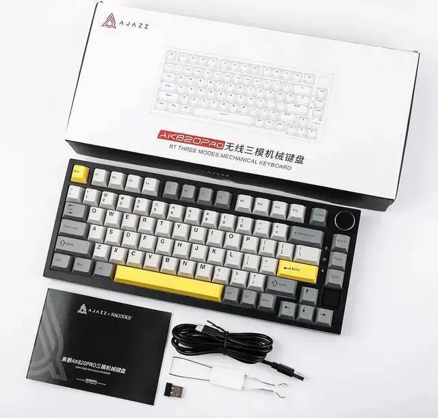 Alt view image 6 of 6 - USB Keyboard WISDUM EPOMAKER Ajazz AK820 Pro 75% Mechanical Keyboard, Gasket-Mounted Gaming Keyboard with TFT Smart Display&Knob, Bluetooth 5.1/2.4G Wireless/Type-C Wired Custom Keyboard (Grey, Gift S