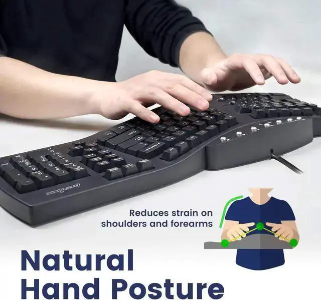 Alt view image 2 of 7 - USB Keyboard WISDUM PERIBOARD-512 Wired Ergonomic Split Keyboard with 7 Multimedia Keys & Integrated Wrist Rest, Black