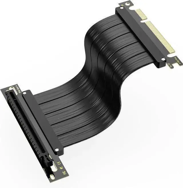 Main image of Power Cable WISDUM PCI-E 4.0 Riser Cable, PCIe 4.0 x16 200mm High Speed Flexible Extender Card Extension Port 90 Degree Adapter, PCIe 4.0 | Older Compatible, EMI Shielded 30 AWG, TPE Cable Sleeves Bla
