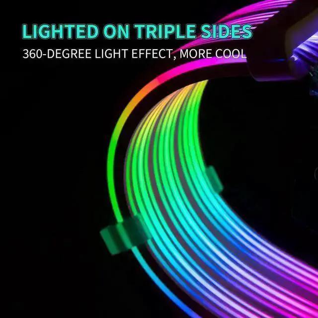 Alt view image 7 of 7 - Power Cable WISDUM RGB 8 Pin PCIE Cable,3 x 8Pin (6+2) RGB GPU PSU Cables 5V 3Pin ARGB Graphics Card Power Supply Extension - for PC Build,Four Sides Lighting Strips White Style