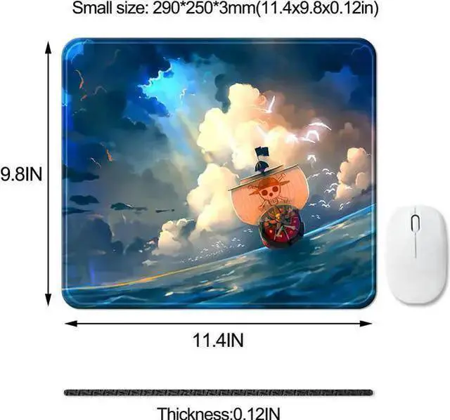 Alt view image 4 of 7 - USB Keyboard WISDUM Anime One Piece Mouse Pad Small Gaming Mousepad Non-Slip Rubber Base and Stitched Edges Desk Mat for Computer Home Office Work and Study 11.4x9.8x0.12inch (A06)