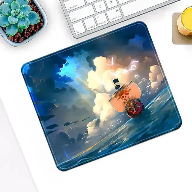 Alt view image 3 of 7 - USB Keyboard WISDUM Anime One Piece Mouse Pad Small Gaming Mousepad Non-Slip Rubber Base and Stitched Edges Desk Mat for Computer Home Office Work and Study 11.4x9.8x0.12inch (A06)