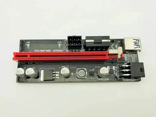 Alt view image 2 of 5 - Network Adapter WISDUM PCI Express PCIE PCI-E 009S Molex 6pin Power Supply Adapter SATA to USB 3.0 Cable 1x to 16X Riser Card for Miner Mining
