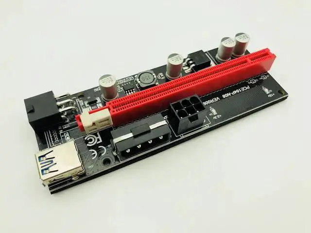 Alt view image 4 of 5 - Network Adapter WISDUM PCI Express PCIE PCI-E 009S Molex 6pin Power Supply Adapter SATA to USB 3.0 Cable 1x to 16X Riser Card for Miner Mining