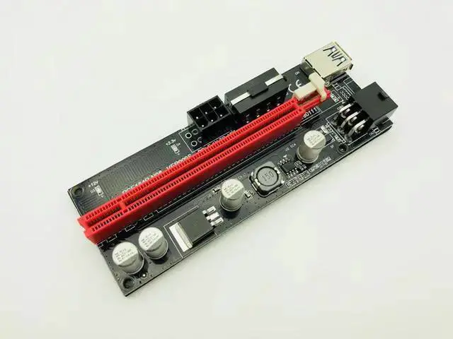 Alt view image 5 of 5 - Network Adapter WISDUM PCI Express PCIE PCI-E 009S Molex 6pin Power Supply Adapter SATA to USB 3.0 Cable 1x to 16X Riser Card for Miner Mining