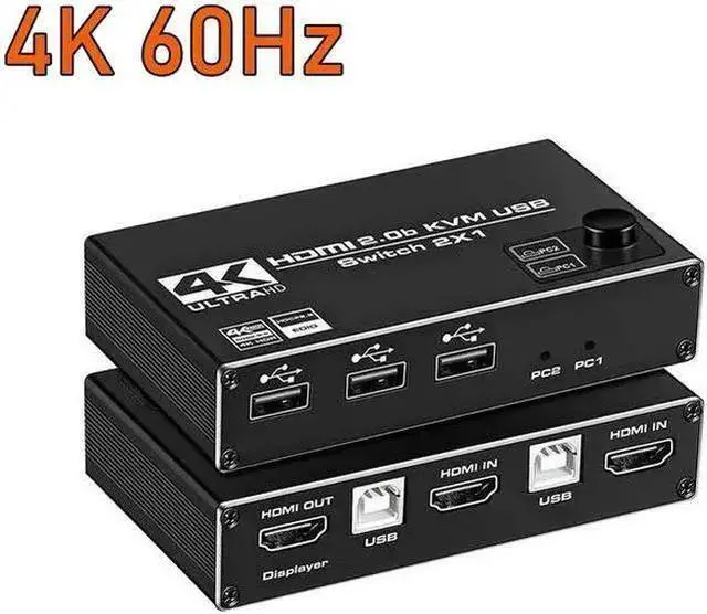 Main image of KVM Switch HDMI WISDUM HDMI 2.1 KVM Switch 4K 120Hz HDMI USB KVM Switch Dual Port USB HDMI 2.1 Switcher 2X1 4K 60Hz 8K 60Hz(check remarks) (4K 60Hz No Hotkey)