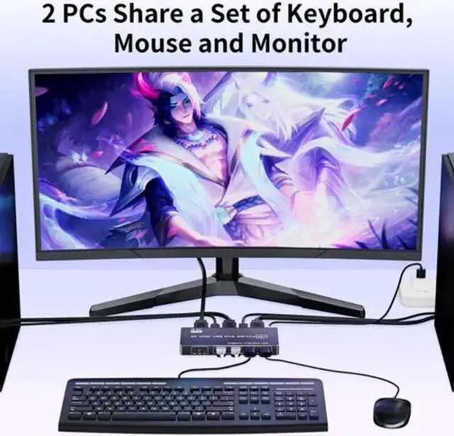 Alt view image 5 of 6 - KVM Switch HDMI WISDUM HDMI 2.1 KVM Switch 4K 120Hz HDMI USB KVM Switch Dual Port USB HDMI 2.1 Switcher 2X1 4K 60Hz 8K 60Hz(check remarks) (4K 60Hz No Hotkey)