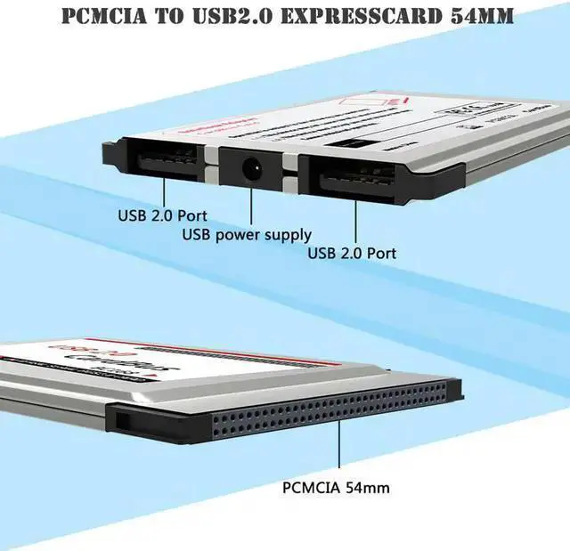 Alt view image 4 of 5 - Network Adapter WISDUM PCMCIA to USB 2.0 CardBus Converter 2-Ports PCI ExpressCard Adapter post card Add On Cards Accessories
