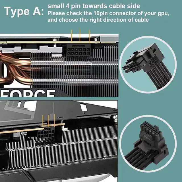 Alt view image 5 of 6 - Power Cable WISDUM 12VHPWR 90 Degree Adapter for PCIE 5.0 16AWG 600W 12VHPWR Adapter Dual 8 Pin PCIe to 16 Pin 12+4 Pin for RTX 4090 4080 3090TI 4070Ti Graphics Card GPU, ONLY for Power Supply