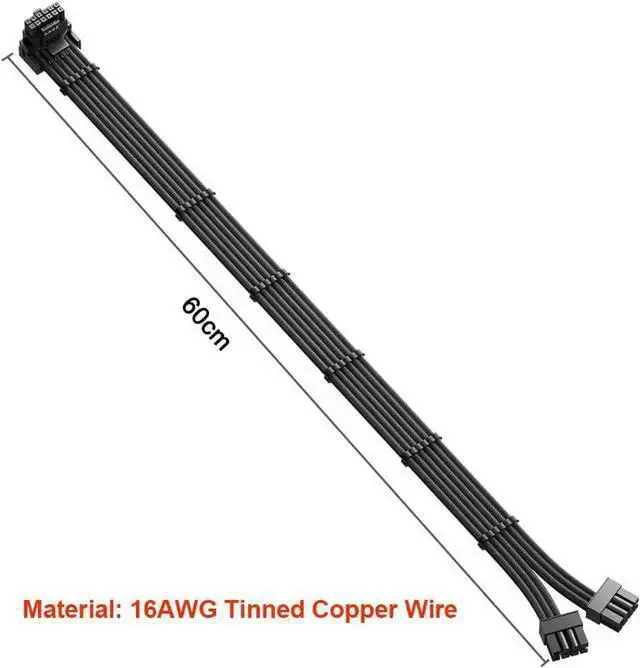 Alt view image 6 of 6 - Power Cable WISDUM 12VHPWR 90 Degree Adapter for PCIE 5.0 16AWG 600W 12VHPWR Adapter Dual 8 Pin PCIe to 16 Pin 12+4 Pin for RTX 4090 4080 3090TI 4070Ti Graphics Card GPU, ONLY for Power Supply
