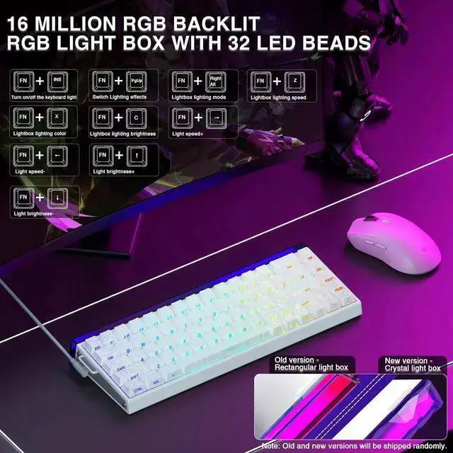 Alt view image 3 of 7 - USB Keyboard WISDUM AULA Hero 68 HE 60% Gaming Keyboard Wired, Hall Effect Magnetic Switch Keyboard with 8K Hz Polling Rate, Side Printed PBT Keycaps, RGB Backlit Light Box, Customizable Web Software