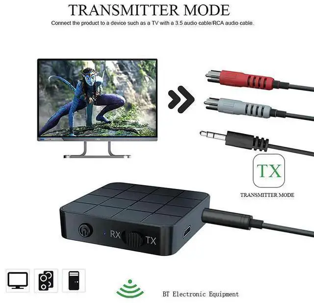 Alt view image 2 of 4 - Gadget WISDUM 2 in 1 BT 5.0 Audio Transmitter Receiver Adapter Portable 2 In1 Wireless Audio Adapter RX/TX Mode for TV Car Computer