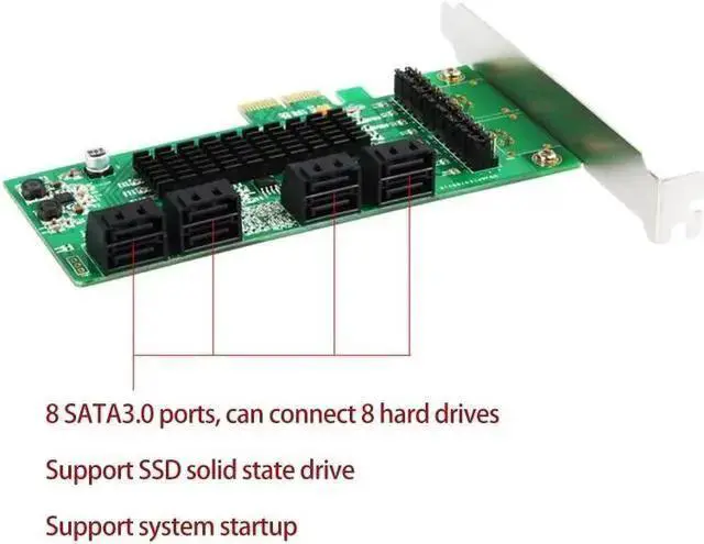 Alt view image 3 of 4 - RAID Controller WISDUM 8 Port Sata 3 PCI Express Expansion Card PCI-E Sata Controller PCIe 1X to Sata III 6Gb Adapter Add On Cards For HDD SSD