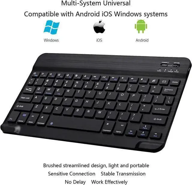 Alt view image 3 of 7 - USB Keyboard WISDUM Ultra-Slim Bluetooth Keyboard Portable Mini Wireless Keyboard Rechargeable for Tablet Phone Smartphone iOS Android Windows (10 inch Black)