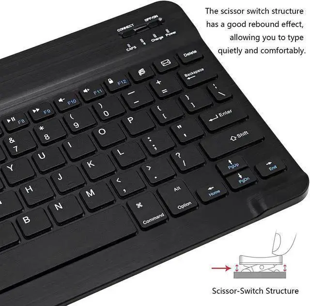 Alt view image 4 of 7 - USB Keyboard WISDUM Ultra-Slim Bluetooth Keyboard Portable Mini Wireless Keyboard Rechargeable for Tablet Phone Smartphone iOS Android Windows (10 inch Black)