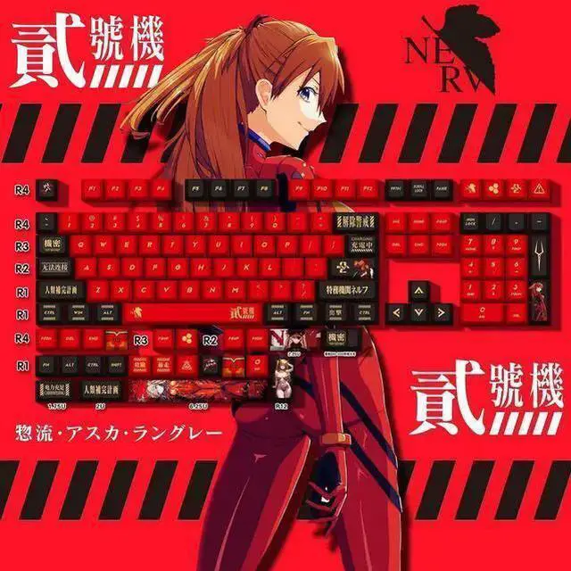 Main image of USB Keyboard WISDUM EVA Mechanical Keyboard Keycaps Asuka Langley Soryu PBT heat-sublimation keycaps 132 key set Cherry Height