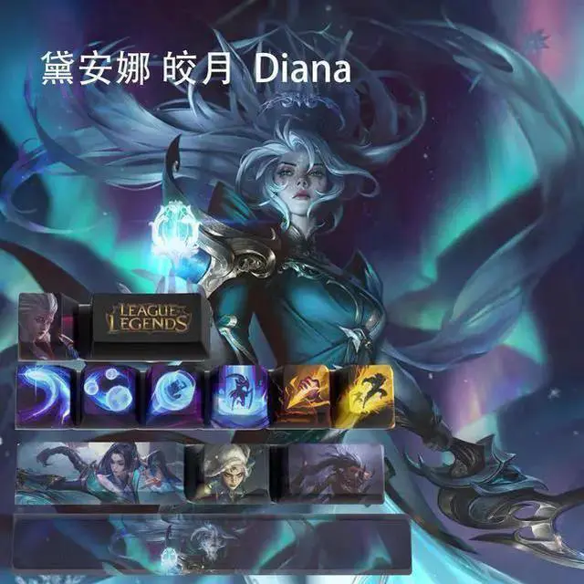 Main image of USB Keyboard WISDUM League of Legends Themed Keycaps Diana PBT heat-sublimation keycaps 12 keys OEM high degree