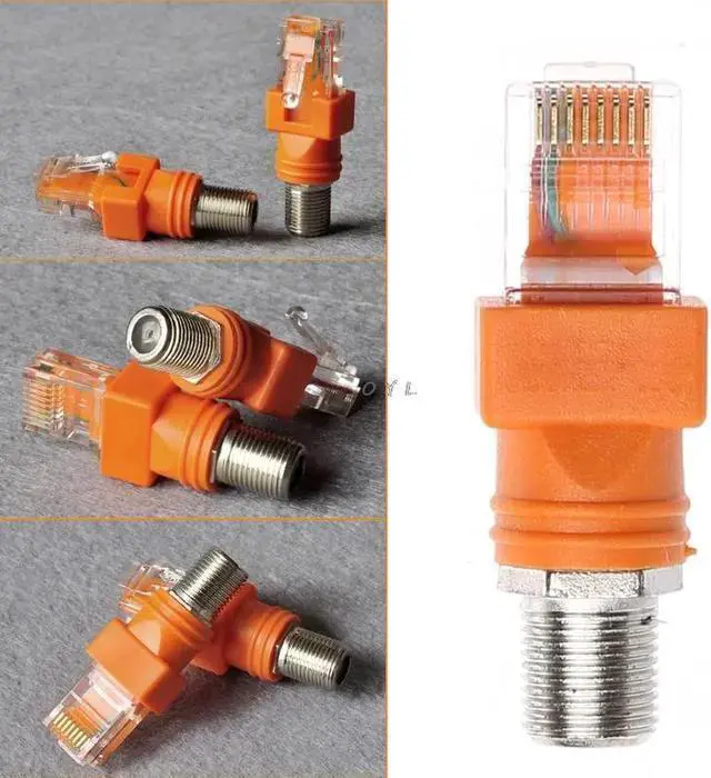 Alt view image 3 of 4 - Network Adapter WISDUM F Female To RJ45 Male Coaxial Barrel Coupler Adapter RJ45 To RF Connector Converter