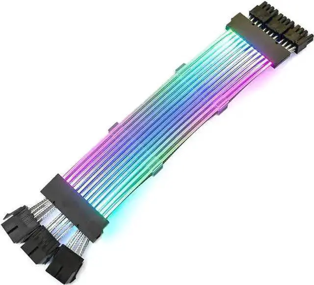 Alt view image 2 of 5 - WISDUM ARGB 3x 8-Pin GPU Power Cable,PCIe 8 Pins 5V/3Pin Addressable RGB Power Extension Cables - ARGB Sync GPU Three 8Pin Internal Power Extension Cords -10.43 Inches