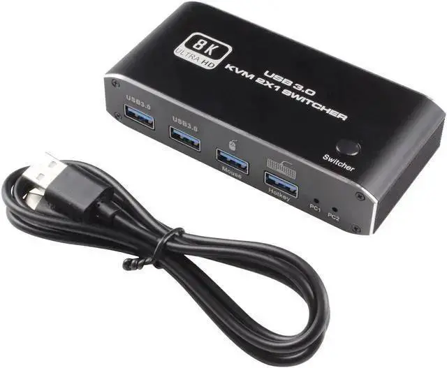 Alt view image 7 of 7 - KVM Switch HDMI WISDUM USB HDMI 2.1 KVM Switch 4K 120Hz, BolAAzuL 8K Dual-Port USB 3.0 HDMI 2.1 KVM Switch, USB-C HDMI KVM Switcher with Keyboard Shortcut Hotkey Switching HDCP 2.3 for Series X S /4 p