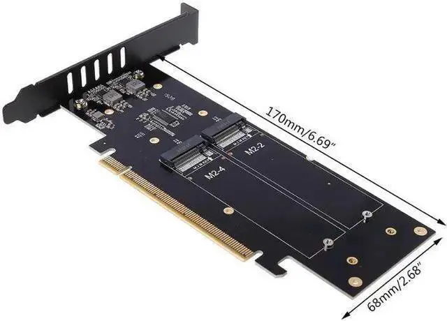 Alt view image 2 of 6 - RAID Controller WISDUM M.2 X16 to 4X NVME PCIE3.0 GEN3 RAID Card PCI-E VROC CARD RAID NVMEx4 Adapter