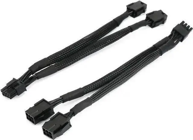 Main image of Power Cable WISDUM OIAGLH Dual 6 Pin Female to 8 Pin Male GPU Power Adapter Cable Braided Sleeved 9 inches (2 Pack)
