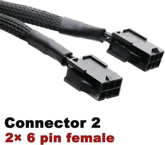 Alt view image 3 of 4 - Power Cable WISDUM OIAGLH Dual 6 Pin Female to 8 Pin Male GPU Power Adapter Cable Braided Sleeved 9 inches (2 Pack)