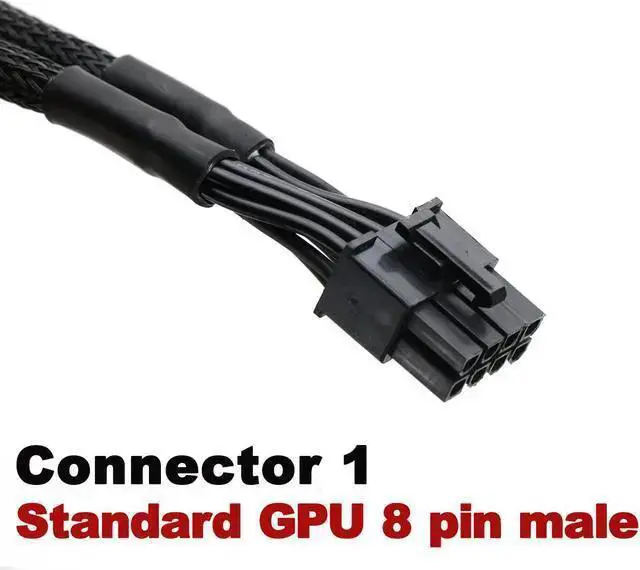 Alt view image 4 of 4 - Power Cable WISDUM OIAGLH Dual 6 Pin Female to 8 Pin Male GPU Power Adapter Cable Braided Sleeved 9 inches (2 Pack)