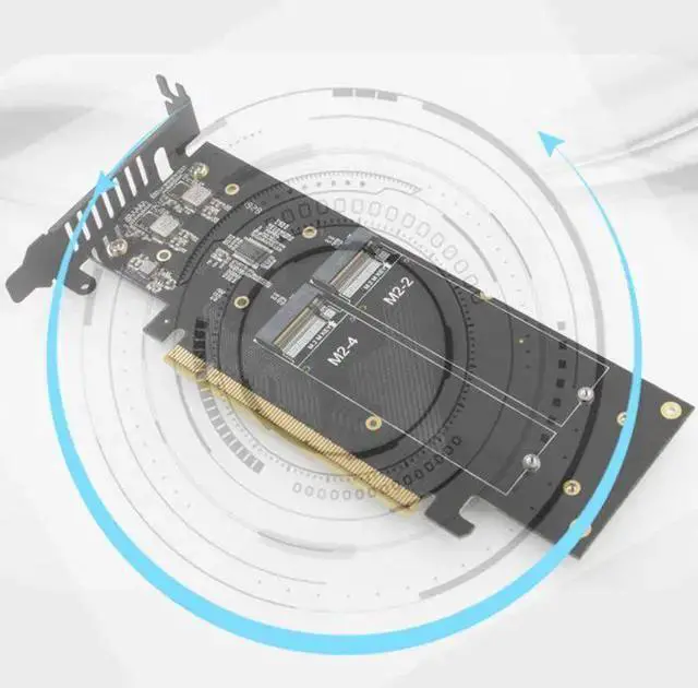 Alt view image 6 of 6 - RAID Controller WISDUM M.2 X16 to 4X NVME PCIE3.0 GEN3 RAID Card PCI-E VROC CARD RAID NVMEx4 Adapter