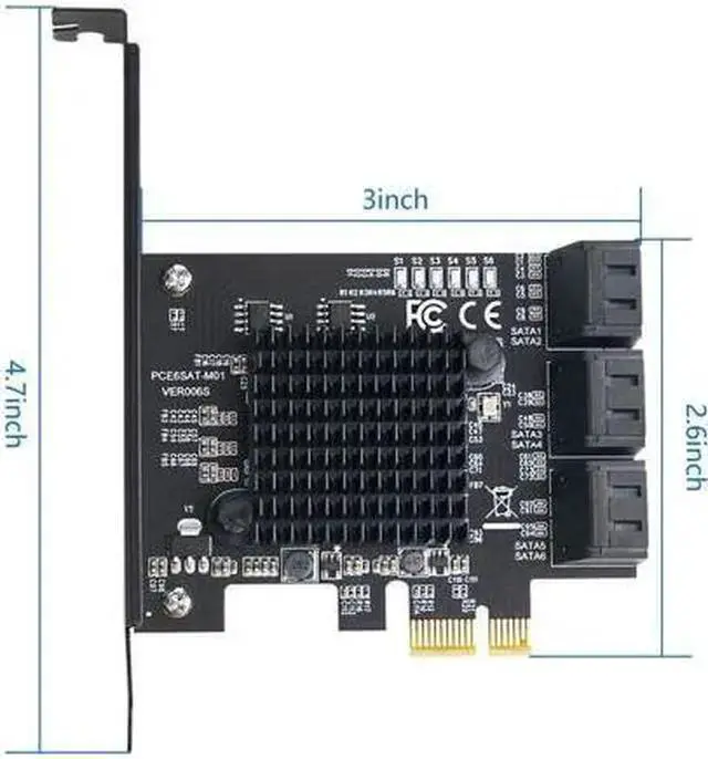 Alt view image 3 of 7 - RAID Controller WISDUM WERLEO PCIe SATA Card 6 Port with 6 SATA Cables and a SATA Power Splitter Cable, 6 Gb/s PCIe SATA Controller Expression Card with Low Profile Bracket, Boot as System Disk Suppor