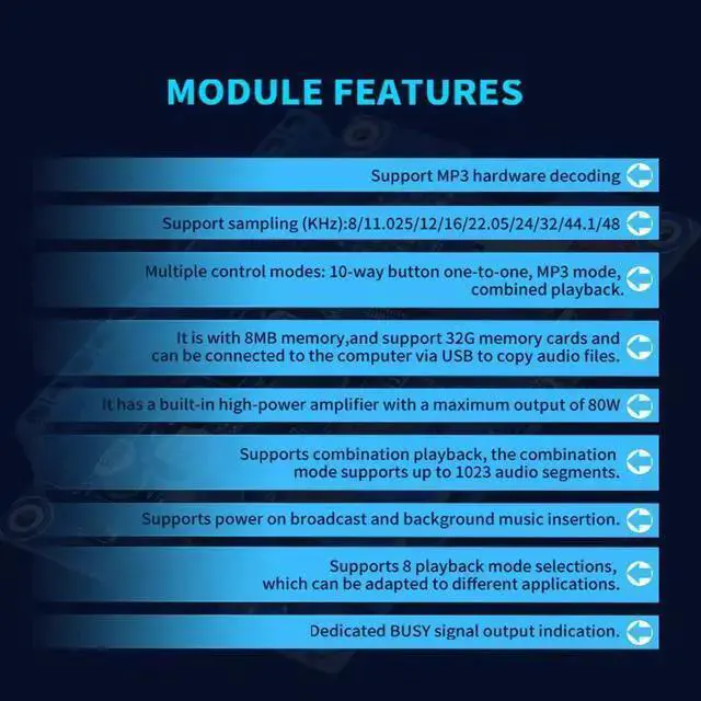 Alt view image 6 of 7 - Gadget WISDUM 80W Vocie Playback Module,CH358D Low Lever Trigger 8MB DC 9-24V Sound Board with Case,Support USB Download,MP3 Hardware Decoding,10-Way Button One-to-One,8 Combined Playback for Industry