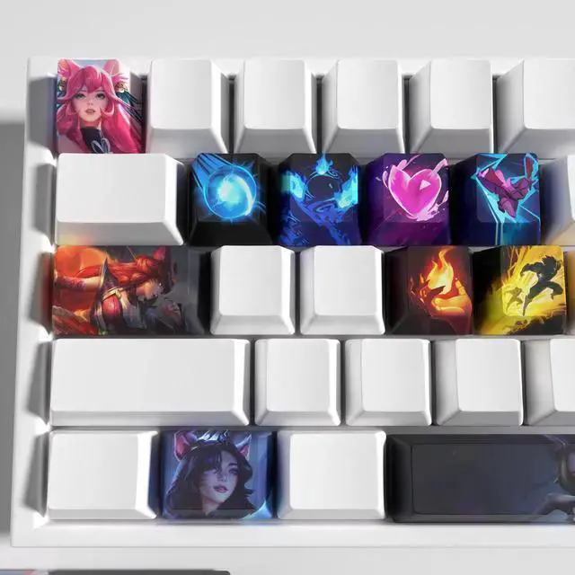 Alt view image 2 of 5 - USB Keyboard WISDUM League of Legends Themed Keycaps Ahri PBT heat-sublimation keycaps 12 keys OEM high degree