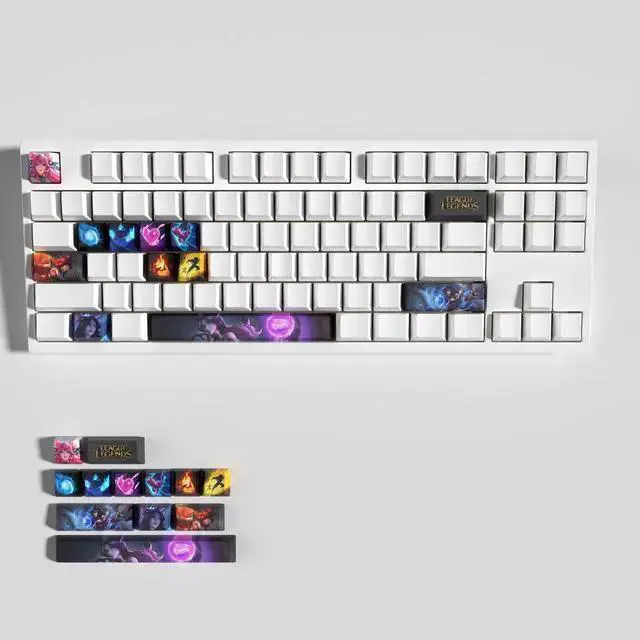 Alt view image 3 of 5 - USB Keyboard WISDUM League of Legends Themed Keycaps Ahri PBT heat-sublimation keycaps 12 keys OEM high degree