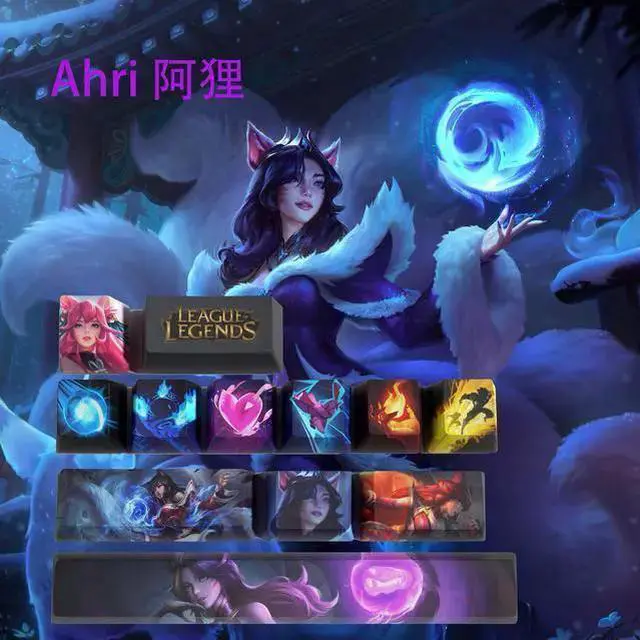 Main image of USB Keyboard WISDUM League of Legends Themed Keycaps Ahri PBT heat-sublimation keycaps 12 keys OEM high degree
