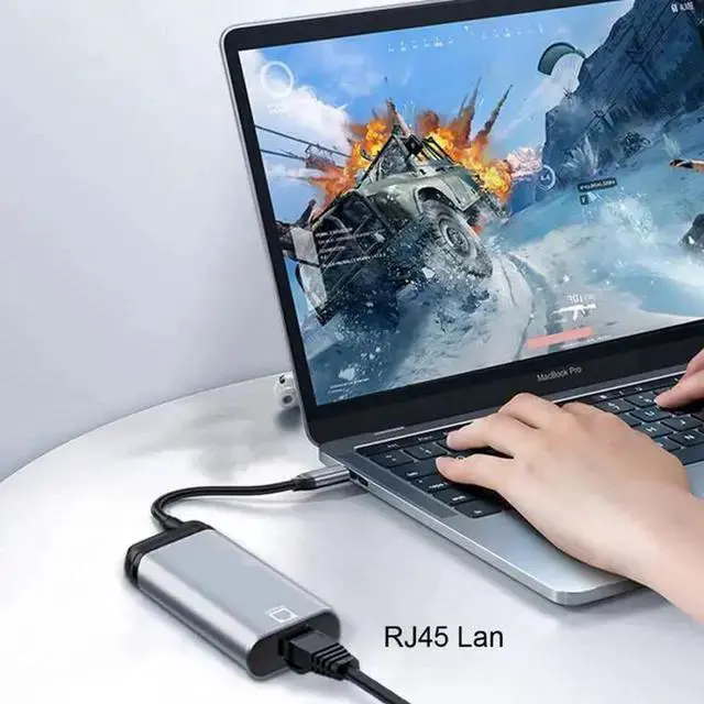 Alt view image 4 of 6 - Network Adapter WISDUM USB-C Type-C USB3.1 to 1000Mbps Gigabit Ethernet Network LAN Cable Adapter for Laptop
