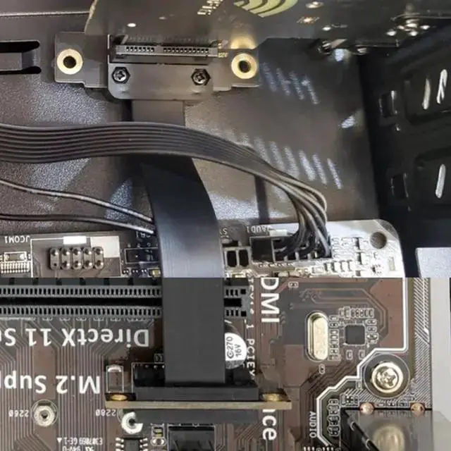 Alt view image 2 of 5 - Power Cable WISDUM PCIE X1 Riser Cable Dual 90 Degree PCIe X1 X1 Extension Cable 8Gb/s PCIE 1X Riser Card Line- 5cm