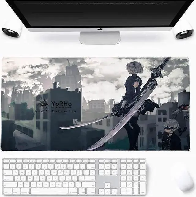 Alt view image 2 of 7 - USB Keyboard WISDUM Large Mouse Pad, Extended Gaming Mousepad Non-Slip Base Keyboard Pad,Desk Mat 24" x 14" in, Anime Mouse Pad (Japanese Anime NieR Automata)