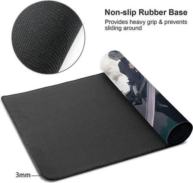 Alt view image 4 of 7 - USB Keyboard WISDUM Large Mouse Pad, Extended Gaming Mousepad Non-Slip Base Keyboard Pad,Desk Mat 24" x 14" in, Anime Mouse Pad (Japanese Anime NieR Automata)