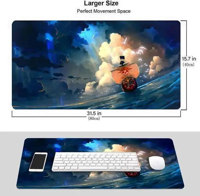 Alt view image 2 of 6 - USB Keyboard WISDUM kiyokidy Anime One Piece Mouse Pad,Extended Gaming Mouse Pad with Stitched Edges, Large Mouse pad with Non-Slip Rubber Base for Work & Gaming, Office & Home, 31.5x15.7inch