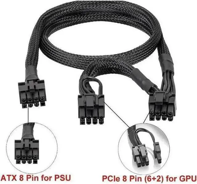 Alt view image 2 of 5 - Power Cable WISDUM PCIe 8Pin to Dual 8Pin(6+2Pin) GPU Cable Sleeved 60+20CM 18AWG For PRIME All Series PSU GX/PX/TX/Snow Silent/Gold/Ultra Gold/Platinum/Ultra Platinum/Ultra Titanium