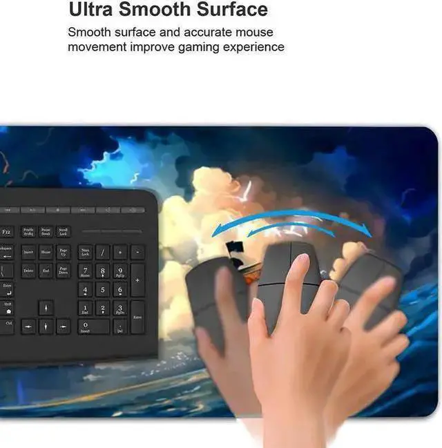 Alt view image 5 of 6 - USB Keyboard WISDUM kiyokidy Anime One Piece Mouse Pad,Extended Gaming Mouse Pad with Stitched Edges, Large Mouse pad with Non-Slip Rubber Base for Work & Gaming, Office & Home, 31.5x15.7inch