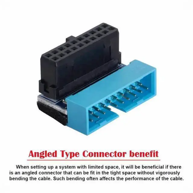 Alt view image 2 of 5 - Gadget WISDUM Up Angled USB 3.0 20Pin 19Pin Male to Female Extension Adapter 90 Degree for Motherboard Mainboard