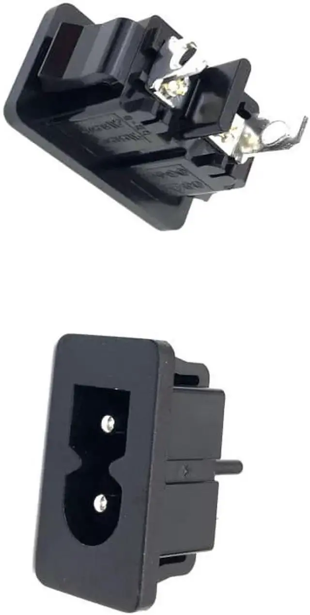 Main image of Power Cable WISDUM 10Pcs Black Male Plug IEC320 C8 Power Socket Connector AC 250V 2.5A 2Pin