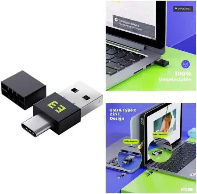 Alt view image 2 of 4 - Power Cable WISDUM Lightweight USB and Type-C Mouse Jiggler Undetectable Metal USB Mouse Mover Mini Mouse Shakers DriverFree Mouse Shakers